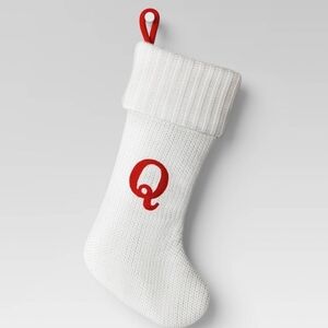 Knit Monogram Christmas Stocking White Q - Wondershop